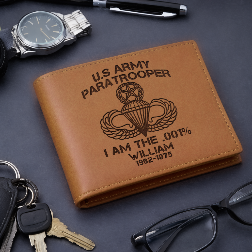 Personalizable Army Paratrooper I'm .001% Genuine Leather Wallet