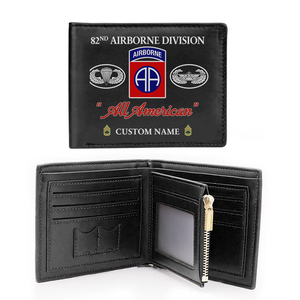 Personalizable 82nd Airborne Division Leather Wallet