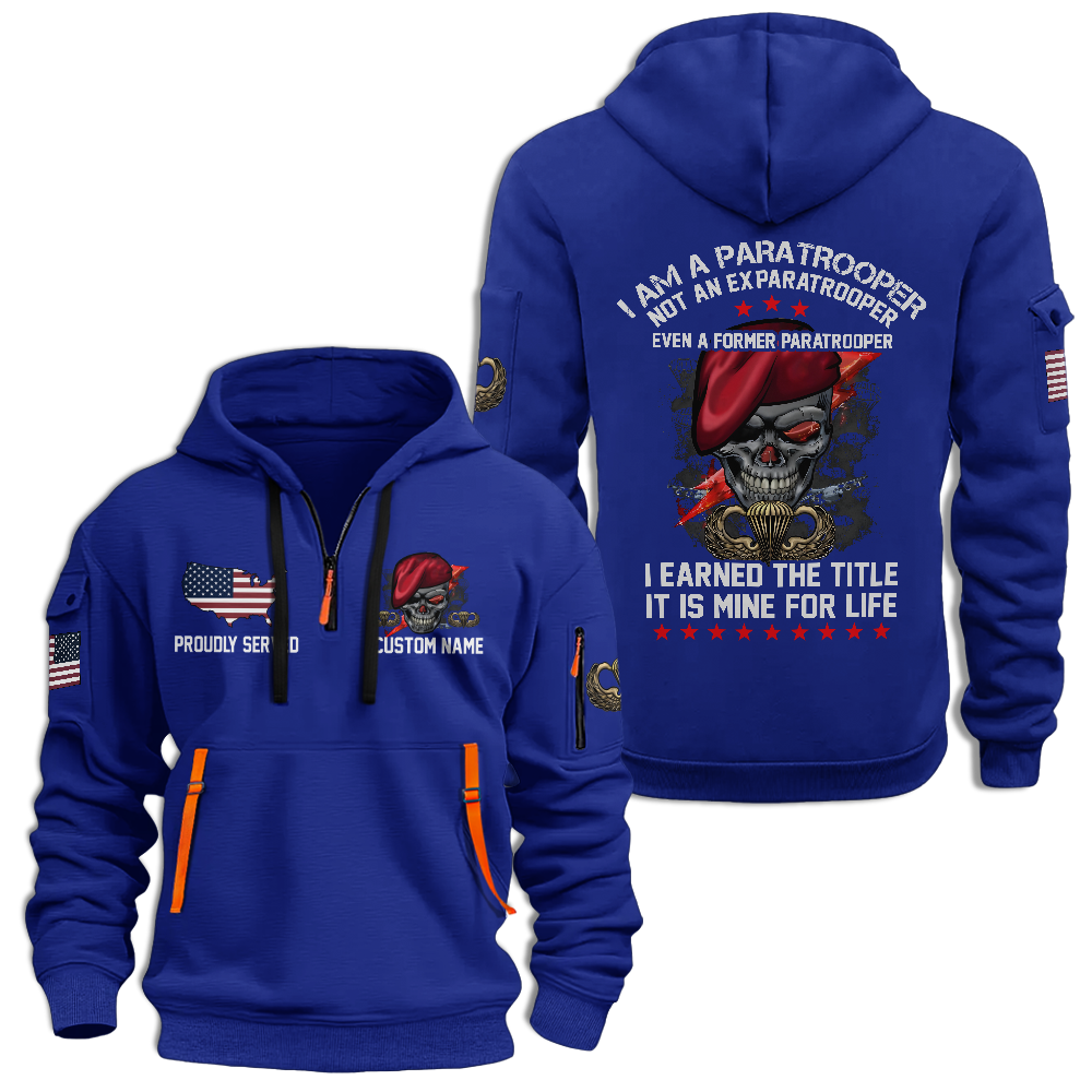 Personalizable Airborne I Am a Paratrooper Quarter Zip Hoodie