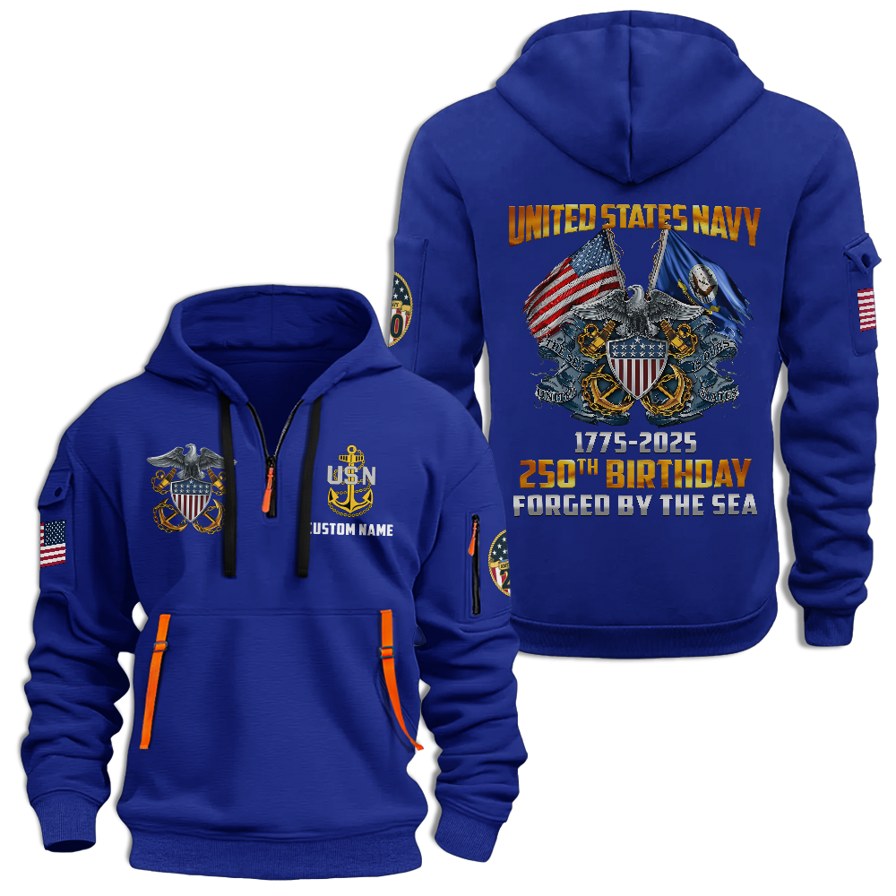 Personalizable Navy 250th Anniversary Quarter Zip Hoodie