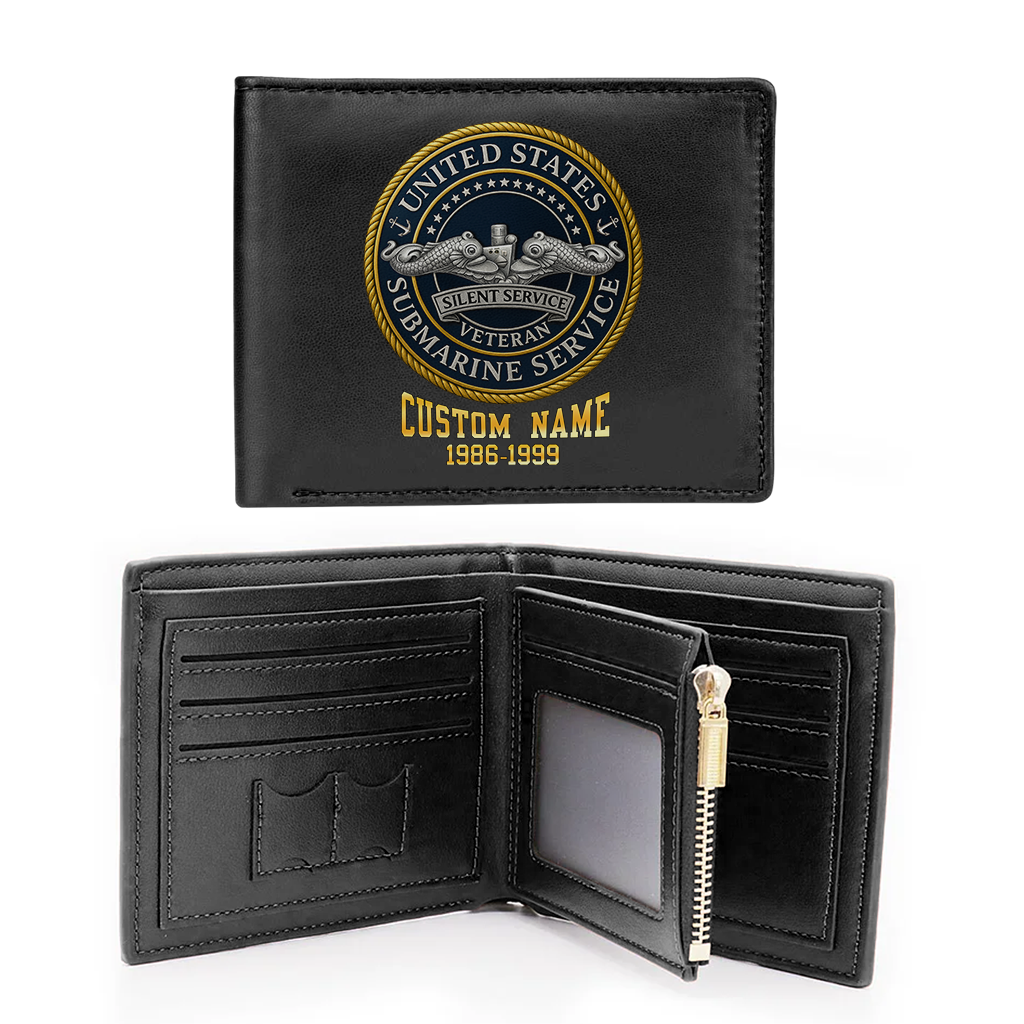 Personalizable Submarine Force Silent Service Leather Wallet
