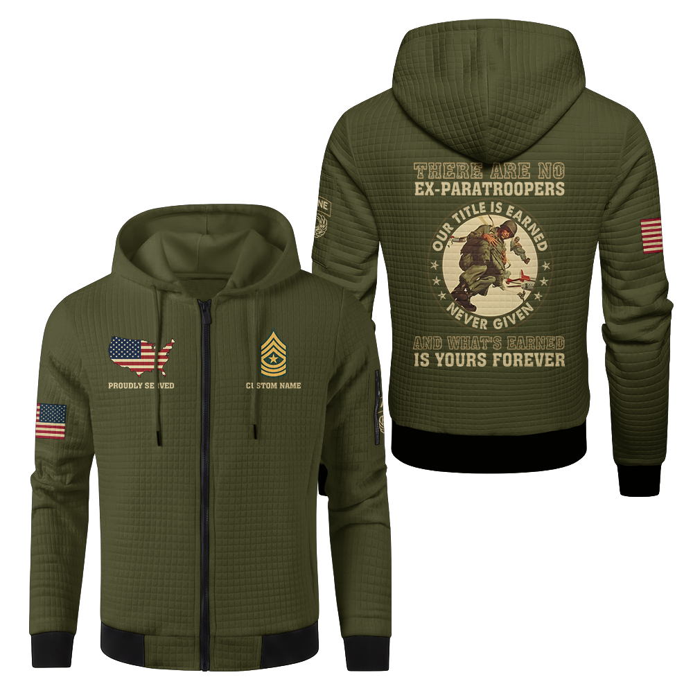 Personalizable There Are No Ex-Paratroopers Waffle Hooded Jacket