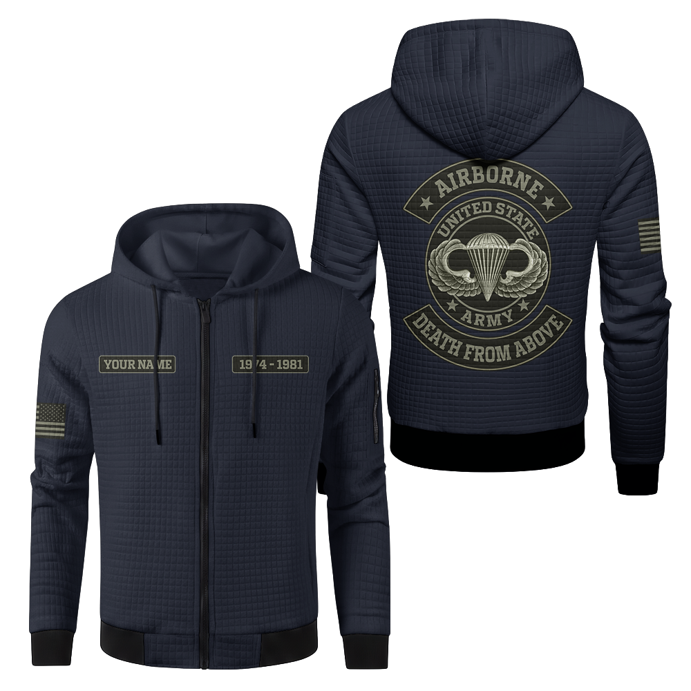 Personalizable Airborne Death From Above Waffle Hooded Jacket