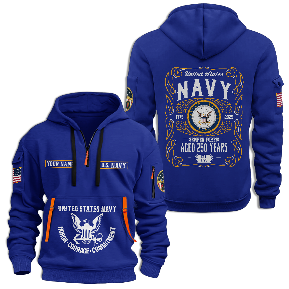 Personalizable Navy 250th Anniversary Quarter Zip Hoodie