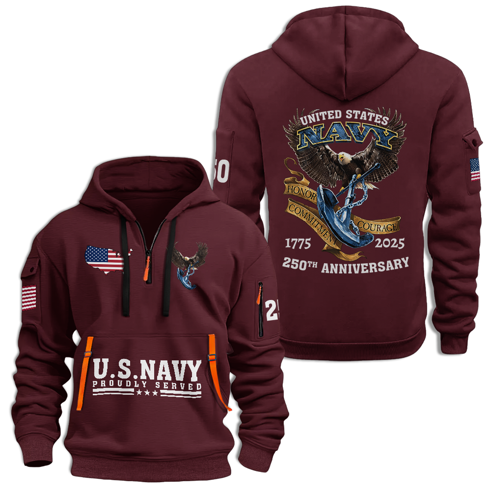 Navy 250th Anniversary Quarter Zip Hoodie