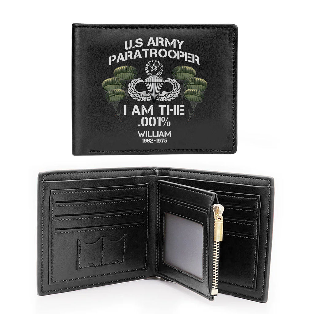 Personalizable Airborne Paratrooper I Am The .001% Leather Wallet