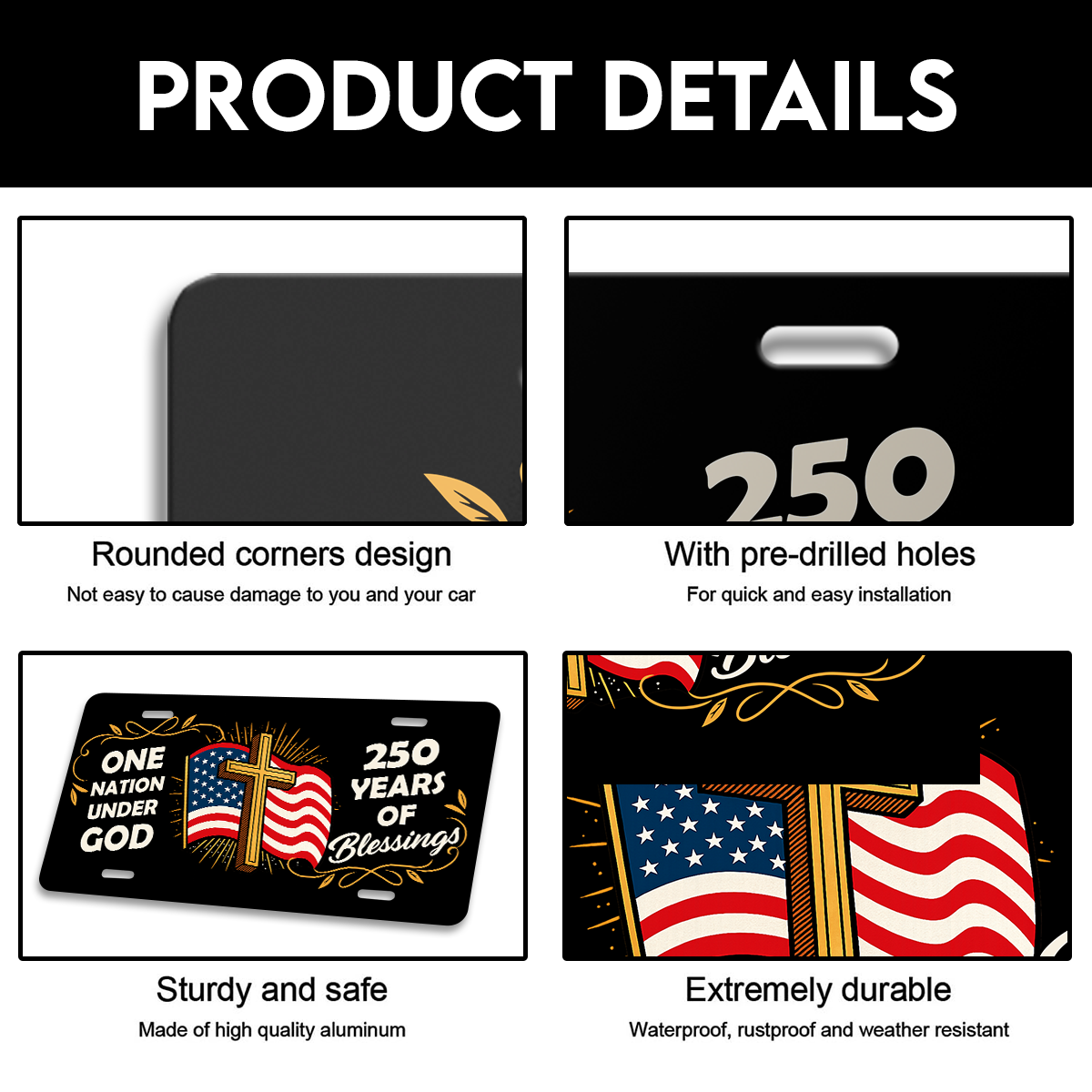 America 250 Years of Freedom Aluminum License Plate