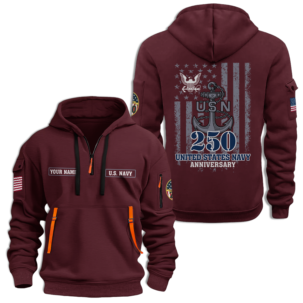 Navy 250th Anniversary Quarter Zip Hoodie