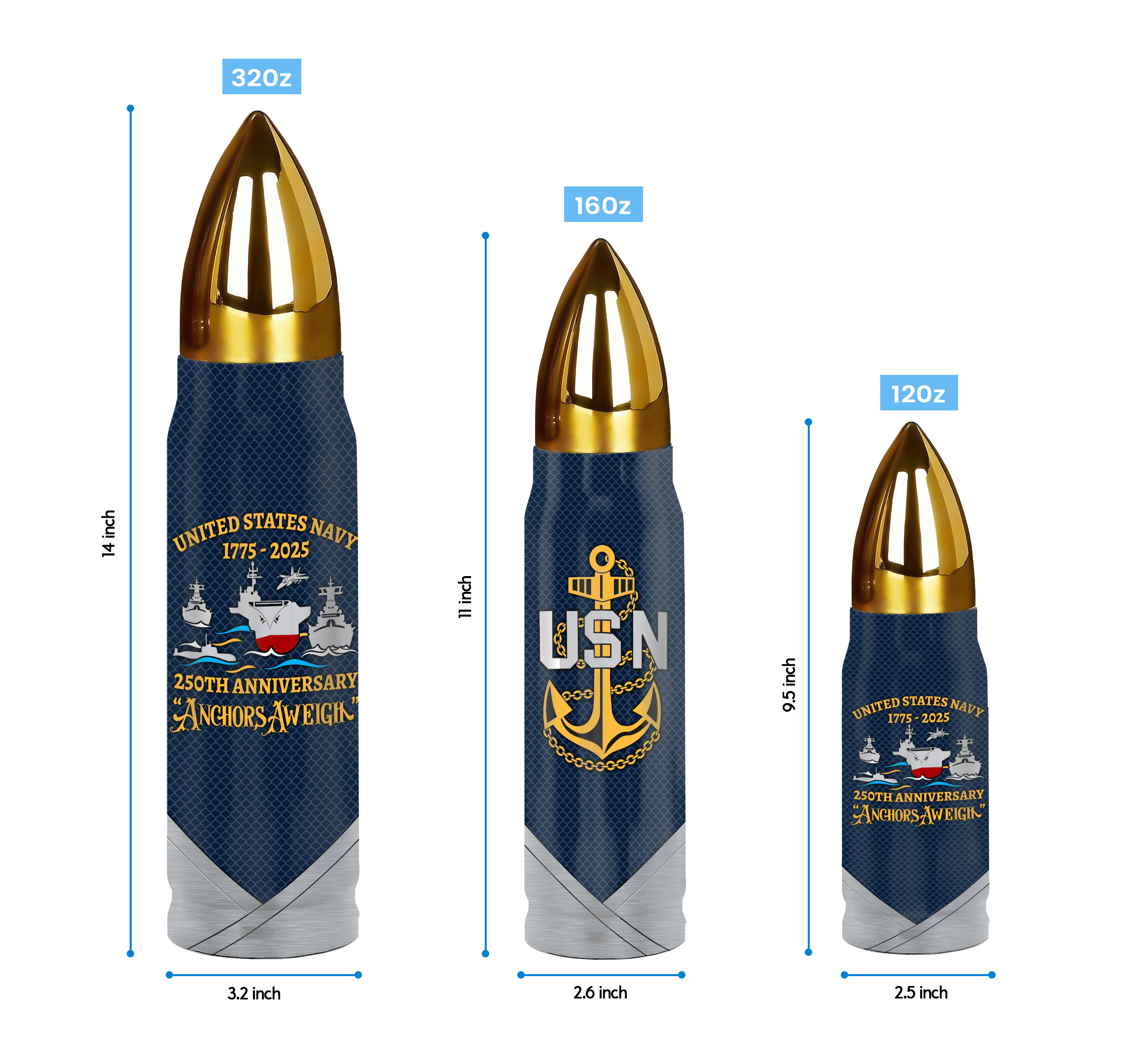 Navy 250th Anniversary Bullet Tumbler