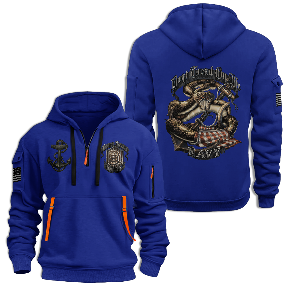 Navy Don't Tread On Me Quarter Zip Hoodie