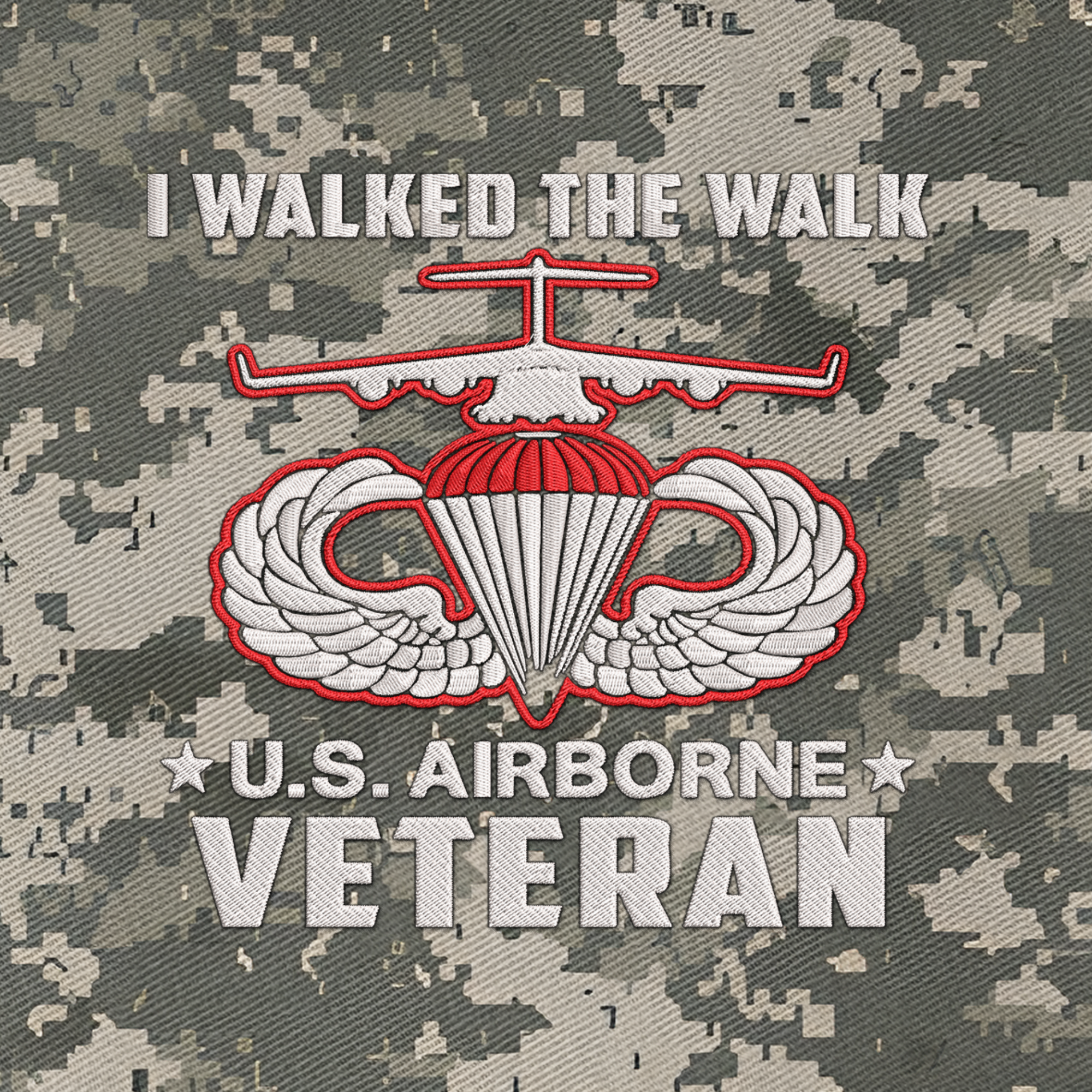 I Walked The Walk Airborne Veteran Embroidered & Printed Cap