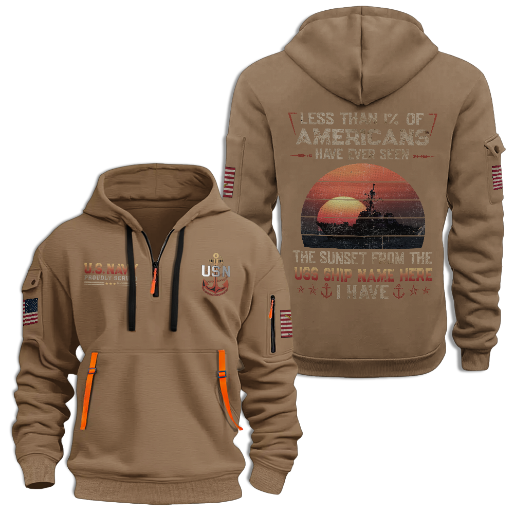 LESS THAN 1% NAVY DESTROYER PERSONALIZABLE QUARTER ZIP HOODIE