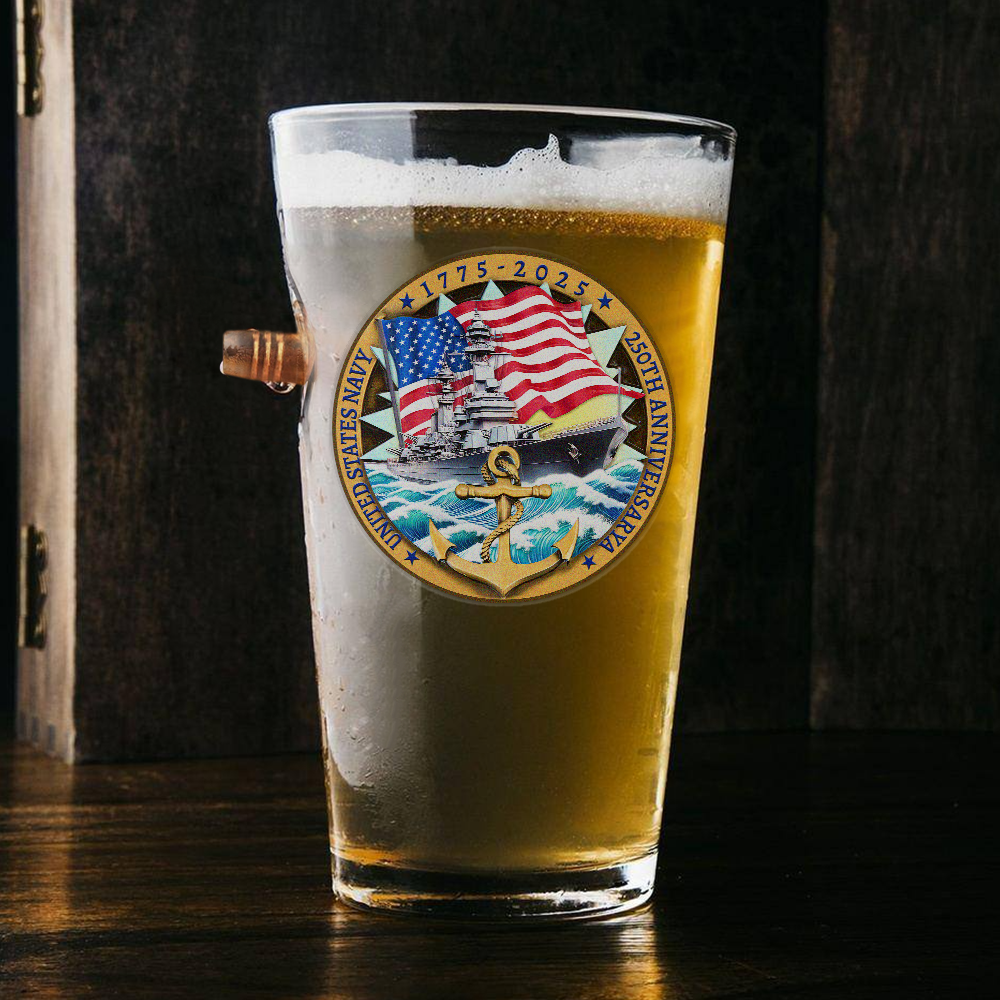 Navy 250th Anniversary Bullet Pint Glass
