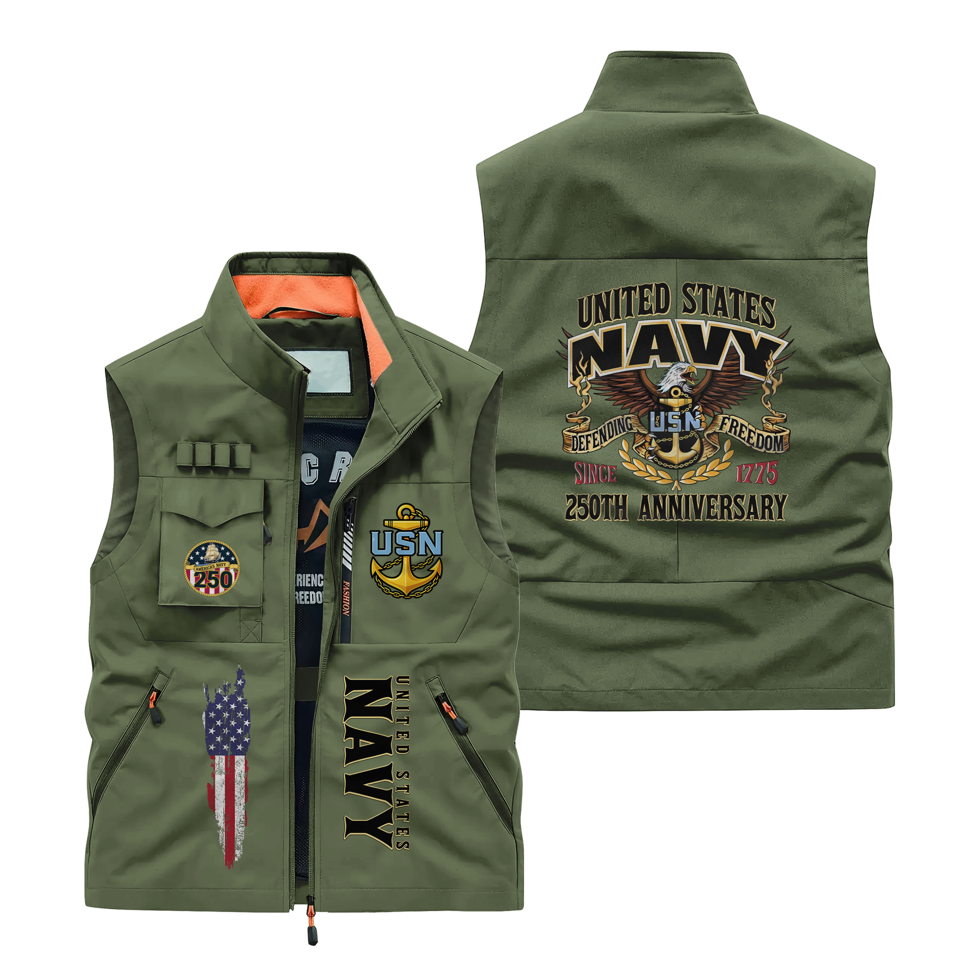 Navy 250th Anniversary Pocket Vest