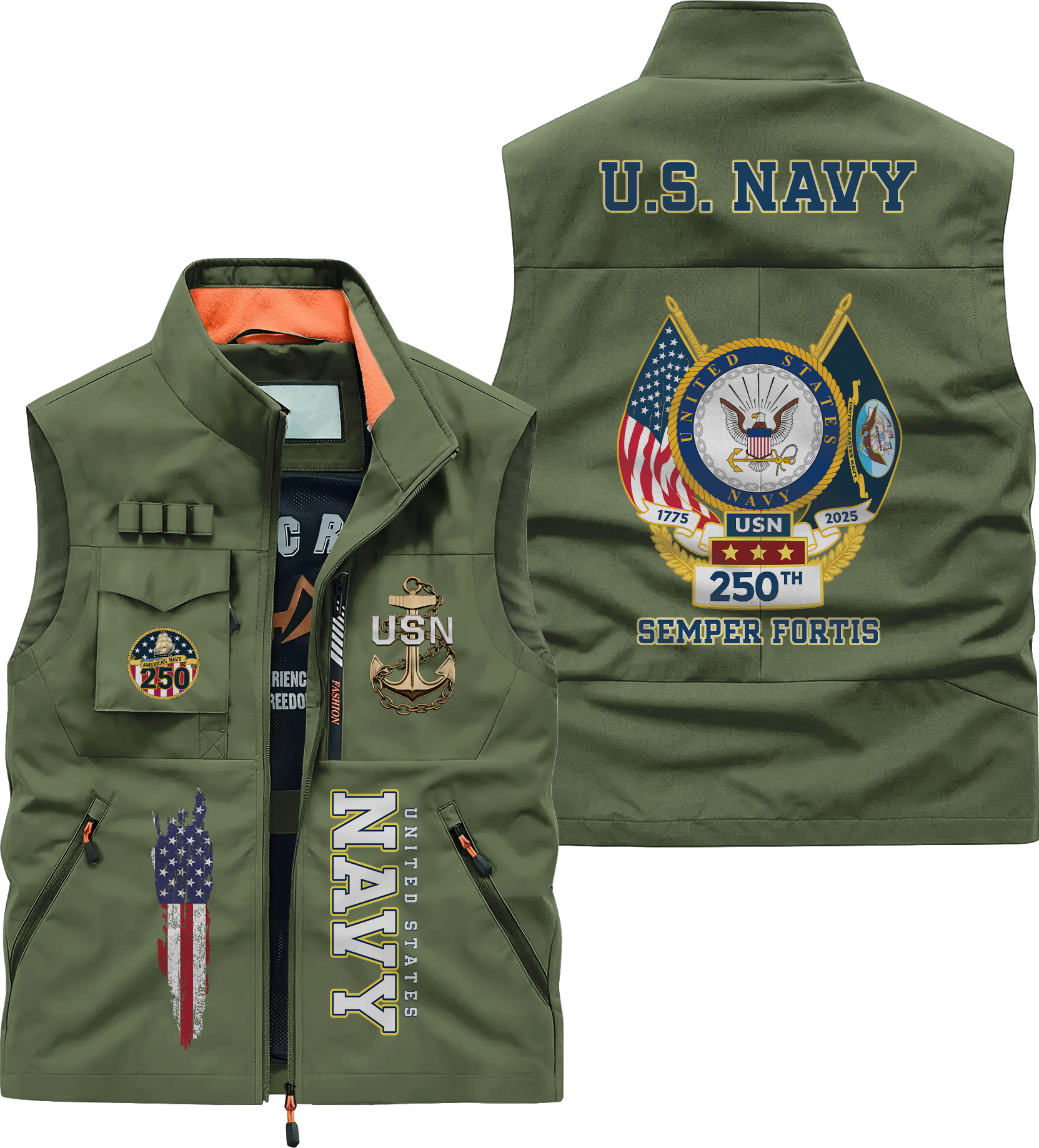 Navy 250th Anniversary Pocket Vest