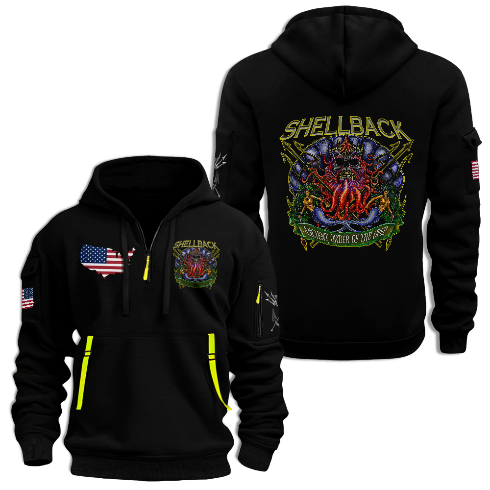 Navy Shellback Ancient Order Of The Deep Quarter Zip Hoodie