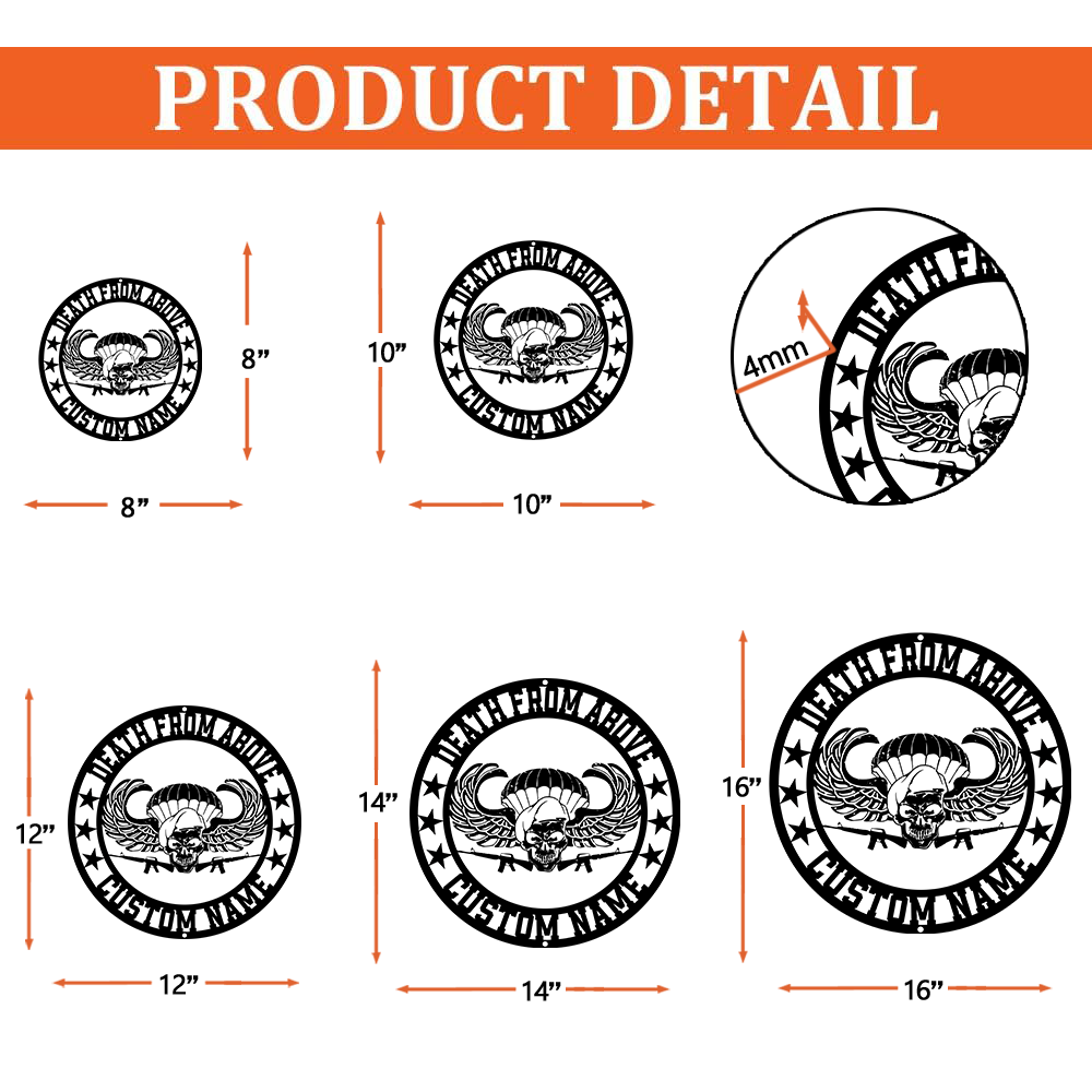 Personalized Airborne Death From Above Metal Sign Wall Art