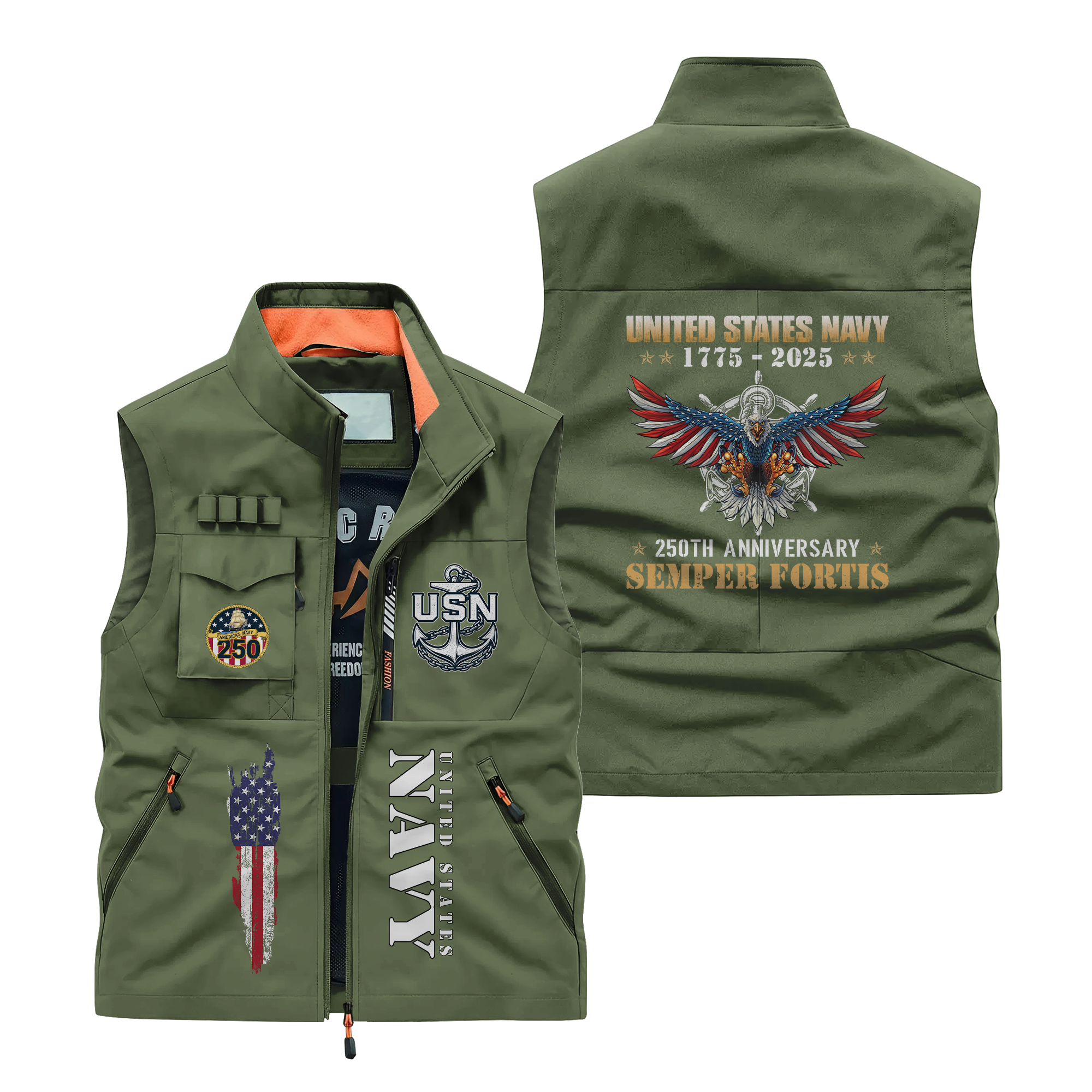 Navy 250th Anniversary Pocket Vest