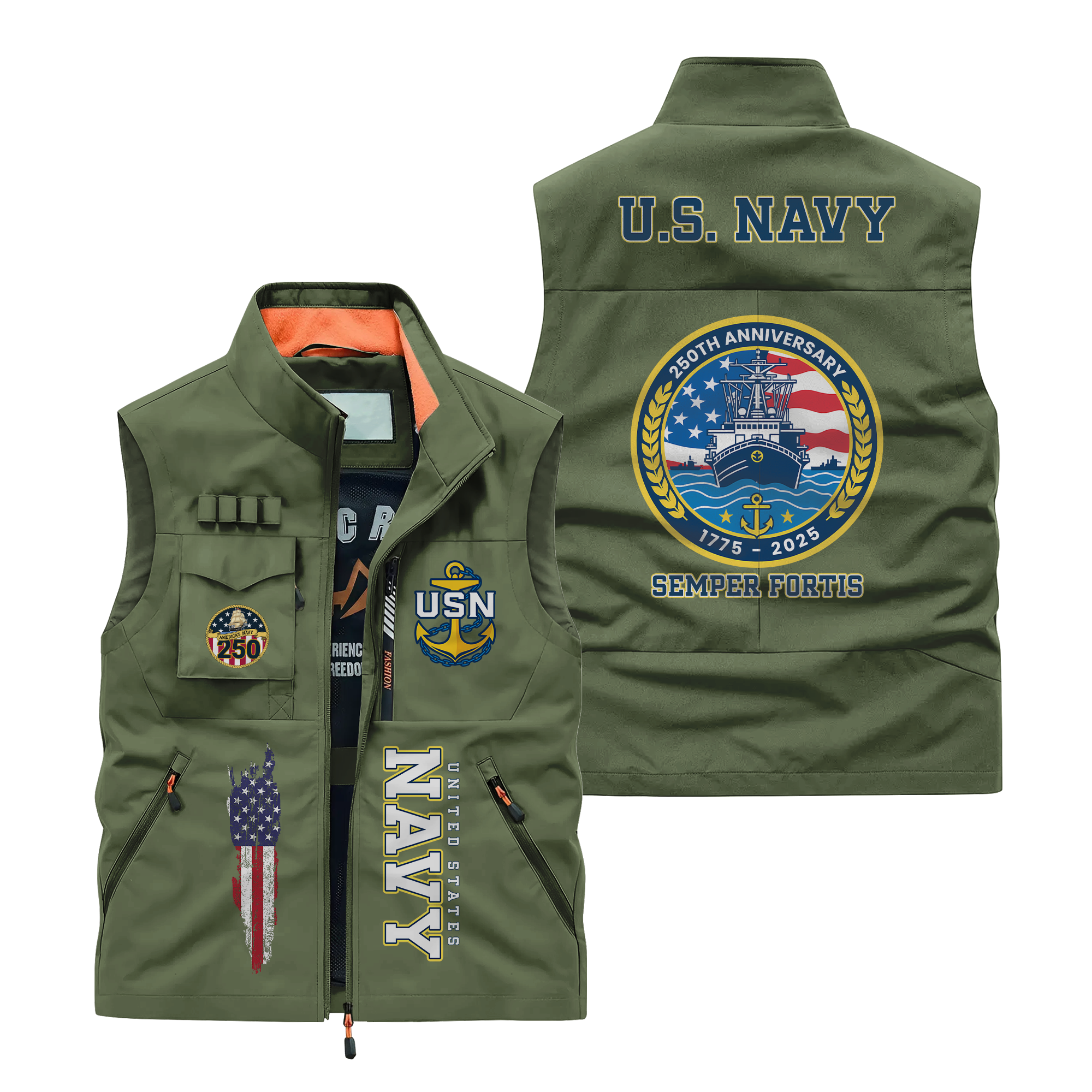 Navy 250th Anniversary Pocket Vest