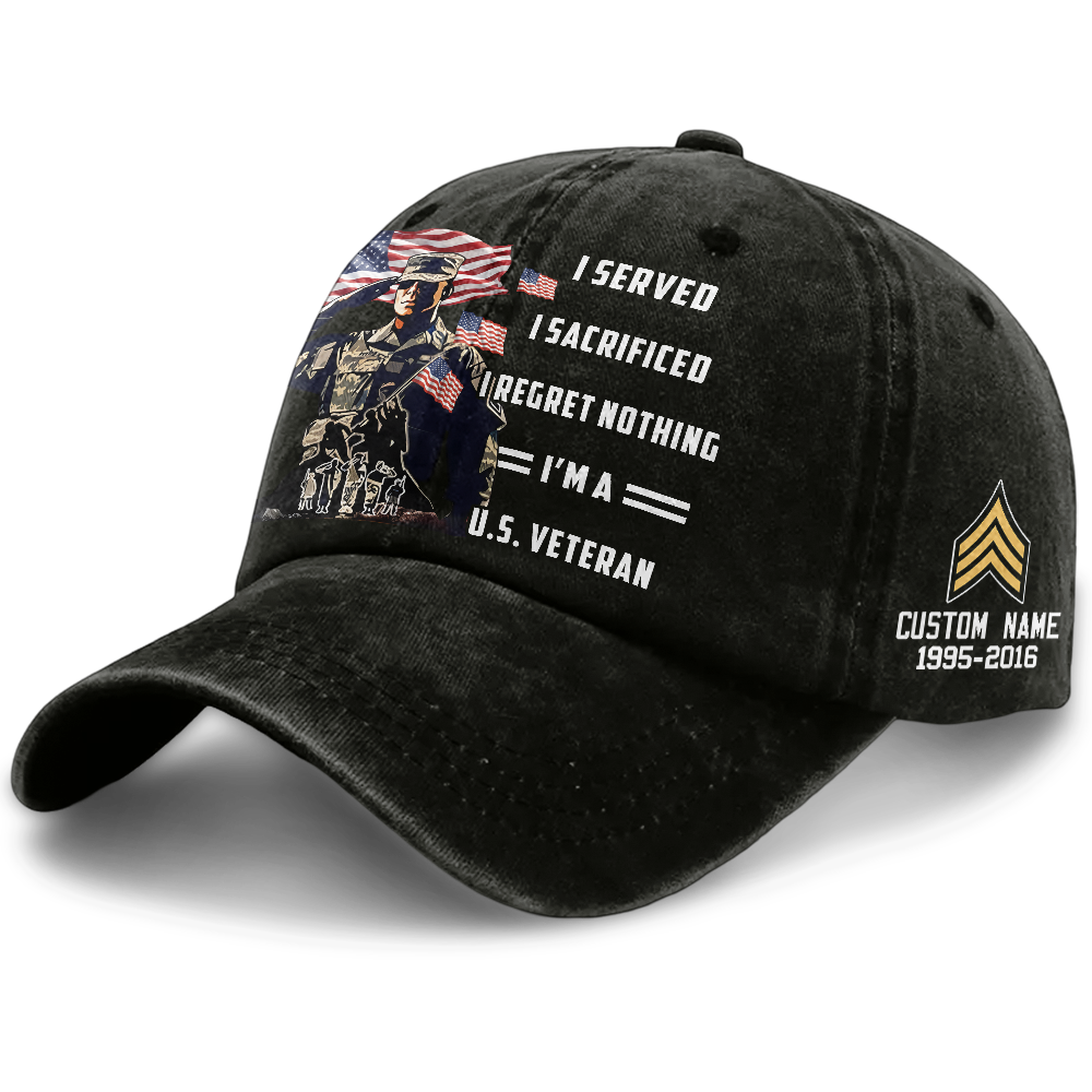 Personalizable I Served I Sacrificed I'm A Veteran Washed Cap