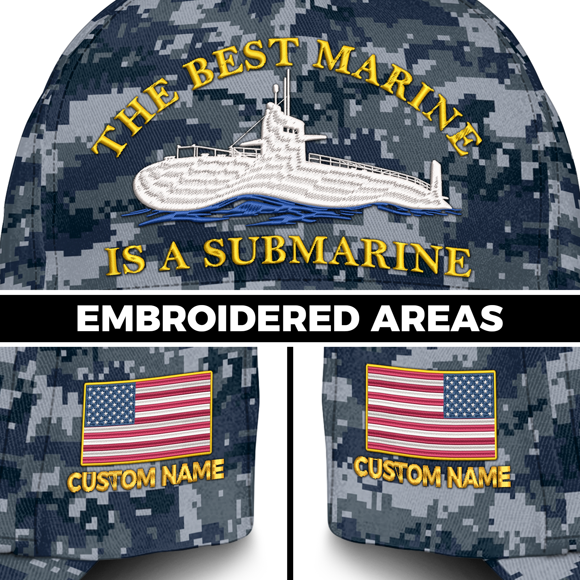 Navy Submarine The Best Marine Is A Submarine Embroidered & Printed Cap
