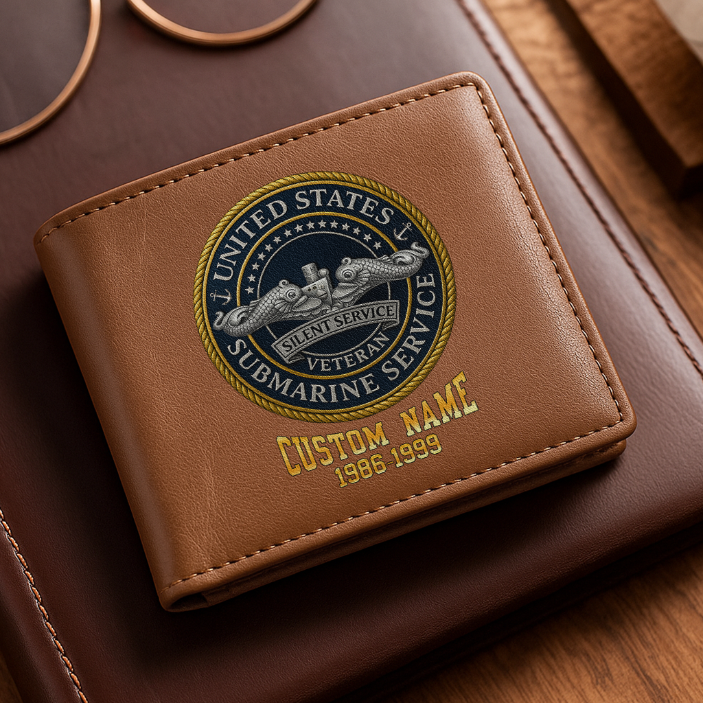 Personalizable Submarine Force Silent Service Leather Wallet