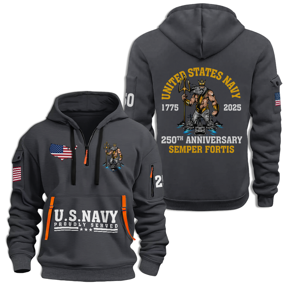 Navy 250th Anniversary Quarter Zip Hoodie