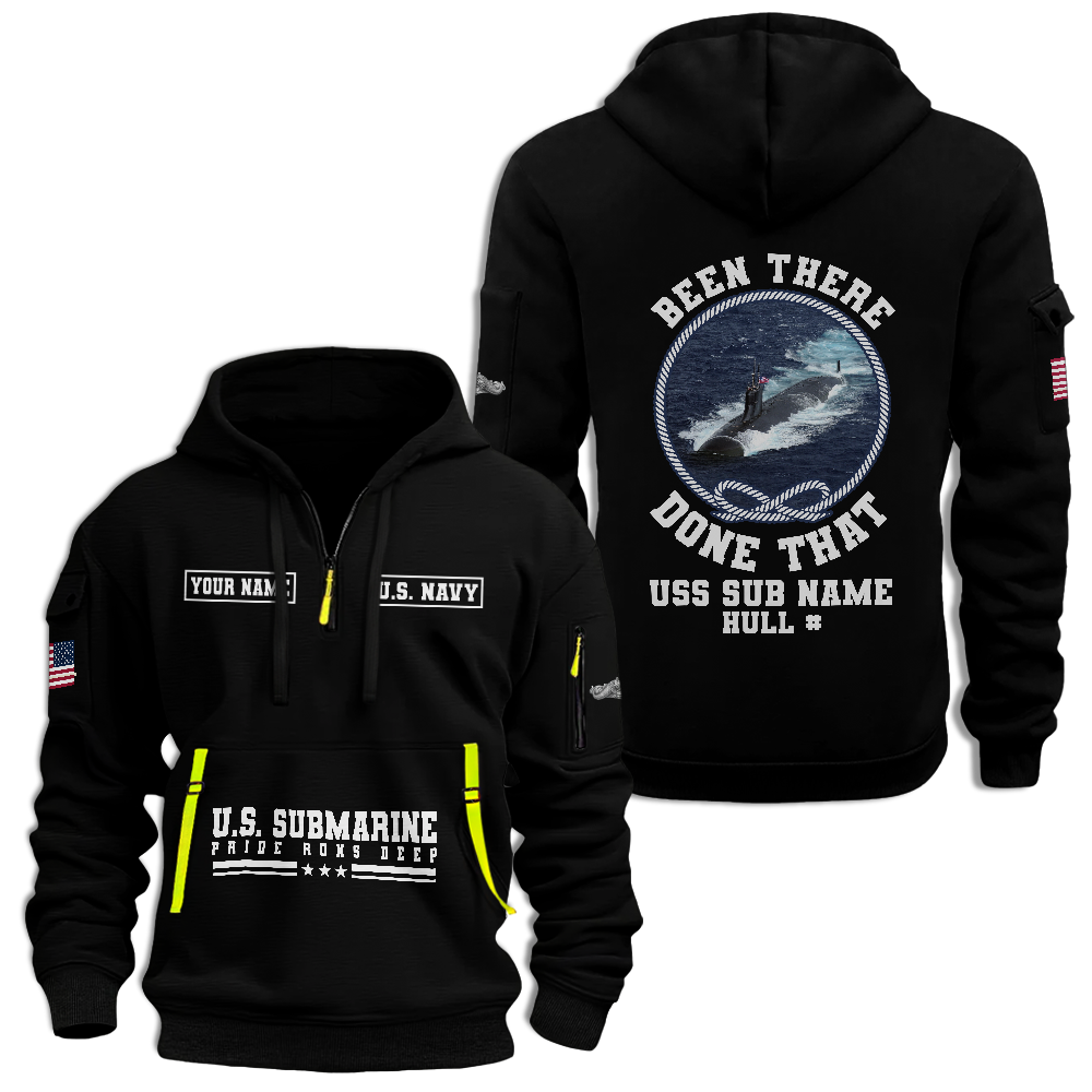 Personalizable Navy Submarine Quarter Zip Hoodie