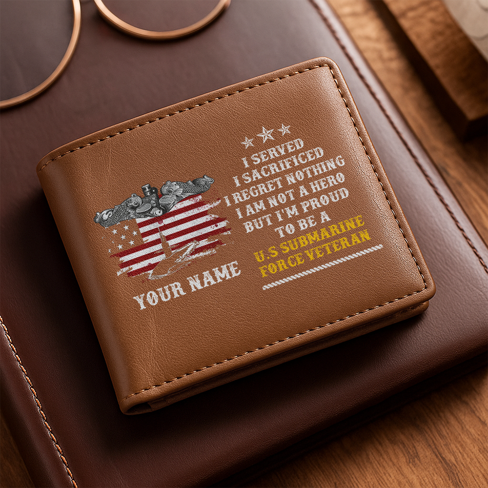 Personalizable Submarine Force Veteran Leather Wallet
