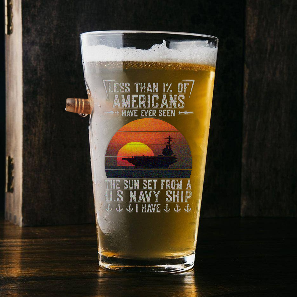Less Than 1% Navy Ship Bullet Pint Glass