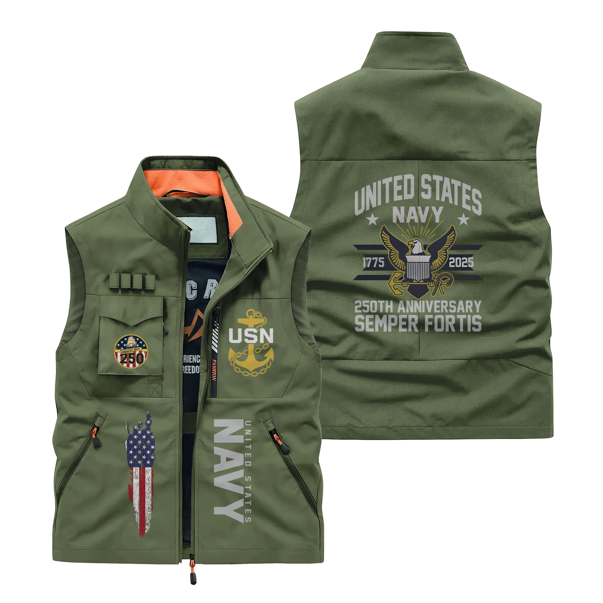 Navy 250th Anniversary Pocket Vest