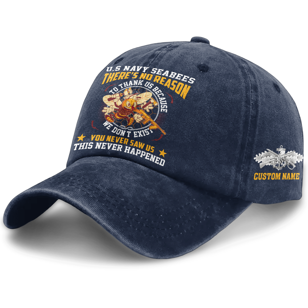 Personalizable Navy Seabee Washed Cap