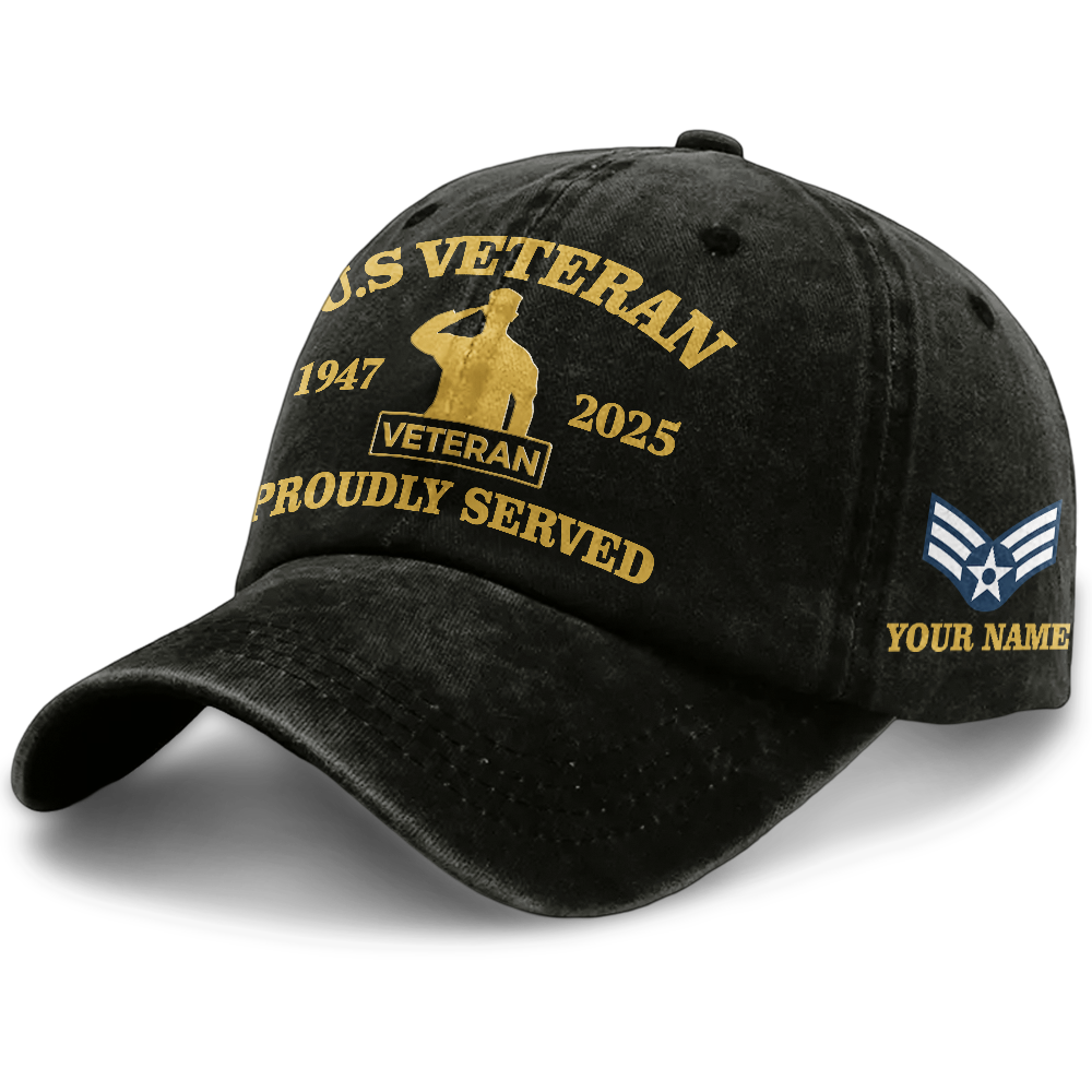Personalizable Veteran Proudly Served Washed Cap