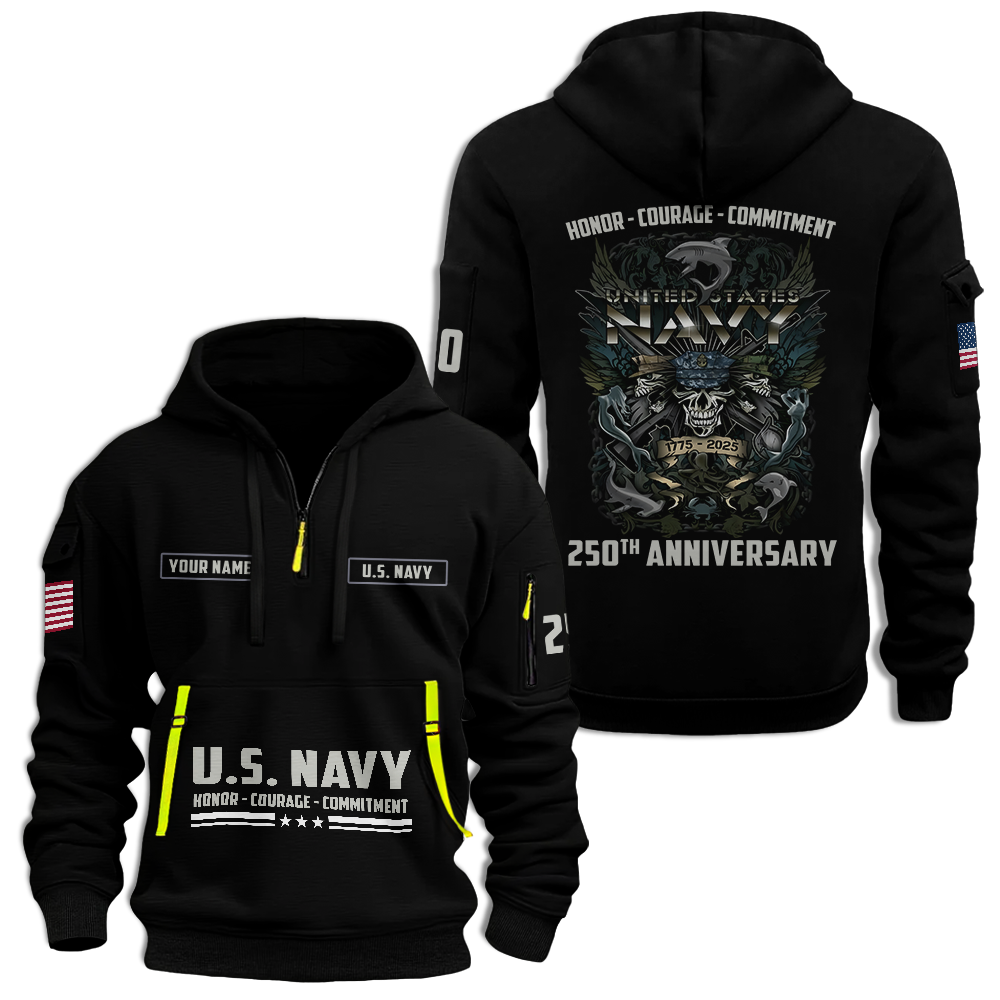 Navy 250th Anniversary Quarter Zip Hoodie