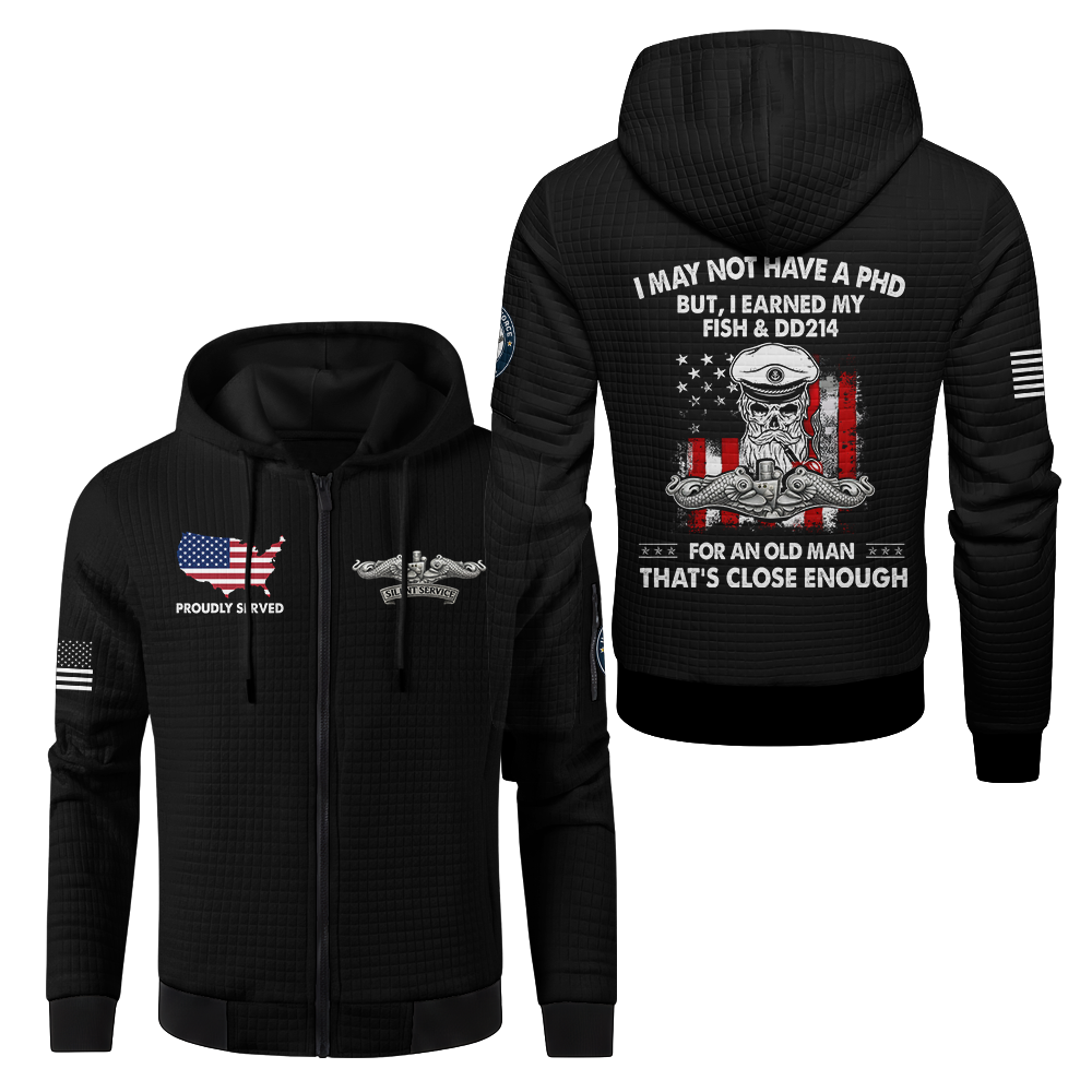 Navy Submarine I Earned My Fish & DD214 Waffle Hooded Jacket