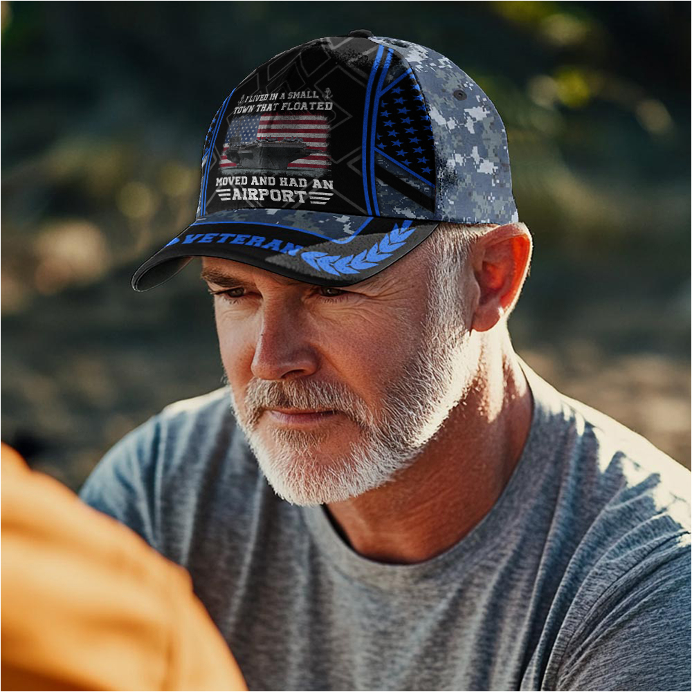 Navy I Live In A Small Town That Floated Classic Cap