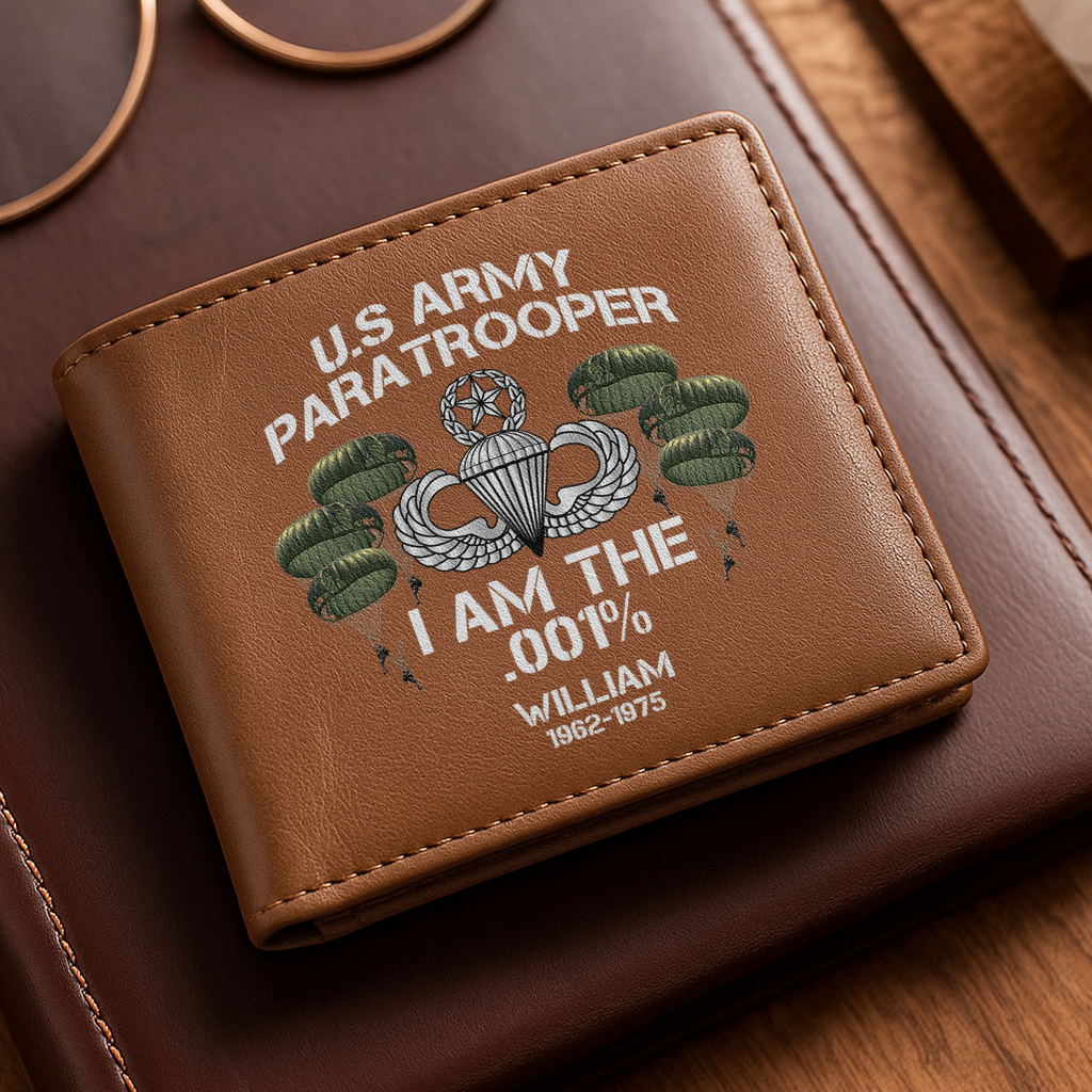 Personalizable Airborne Paratrooper I Am The .001% Leather Wallet