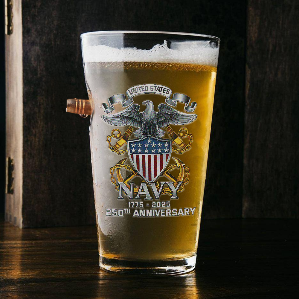 Navy 250th Anniversary Bullet Pint Glass