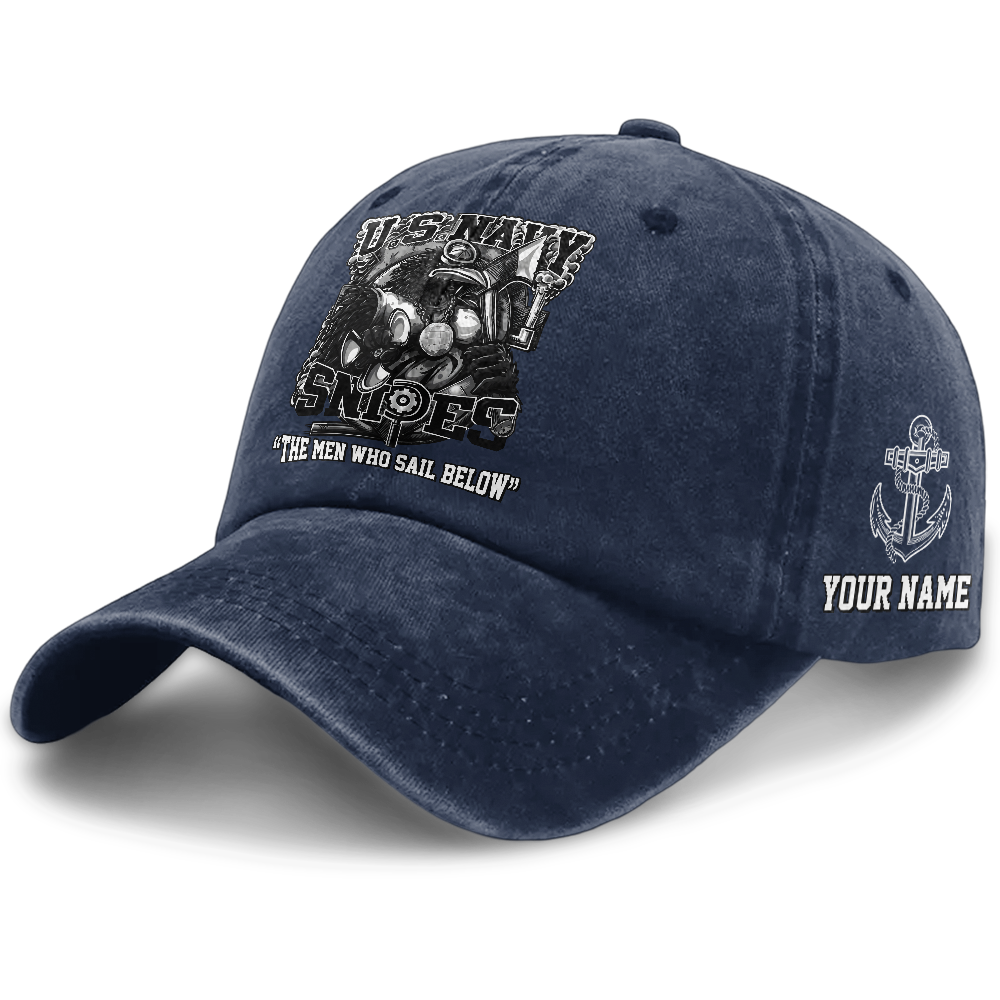 Personalizable Navy Snipes Washed Cap