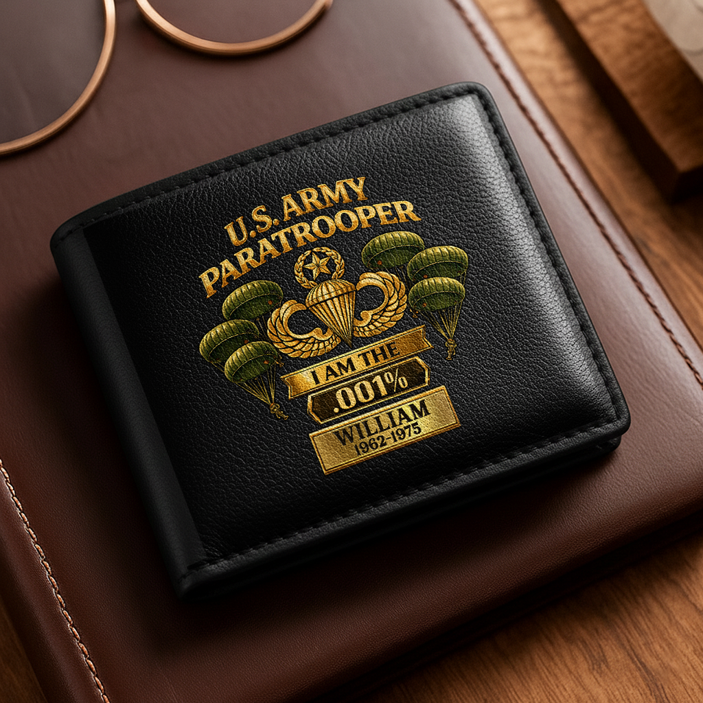 Personalizable Army Paratrooper I'm The .001% Leather Wallet