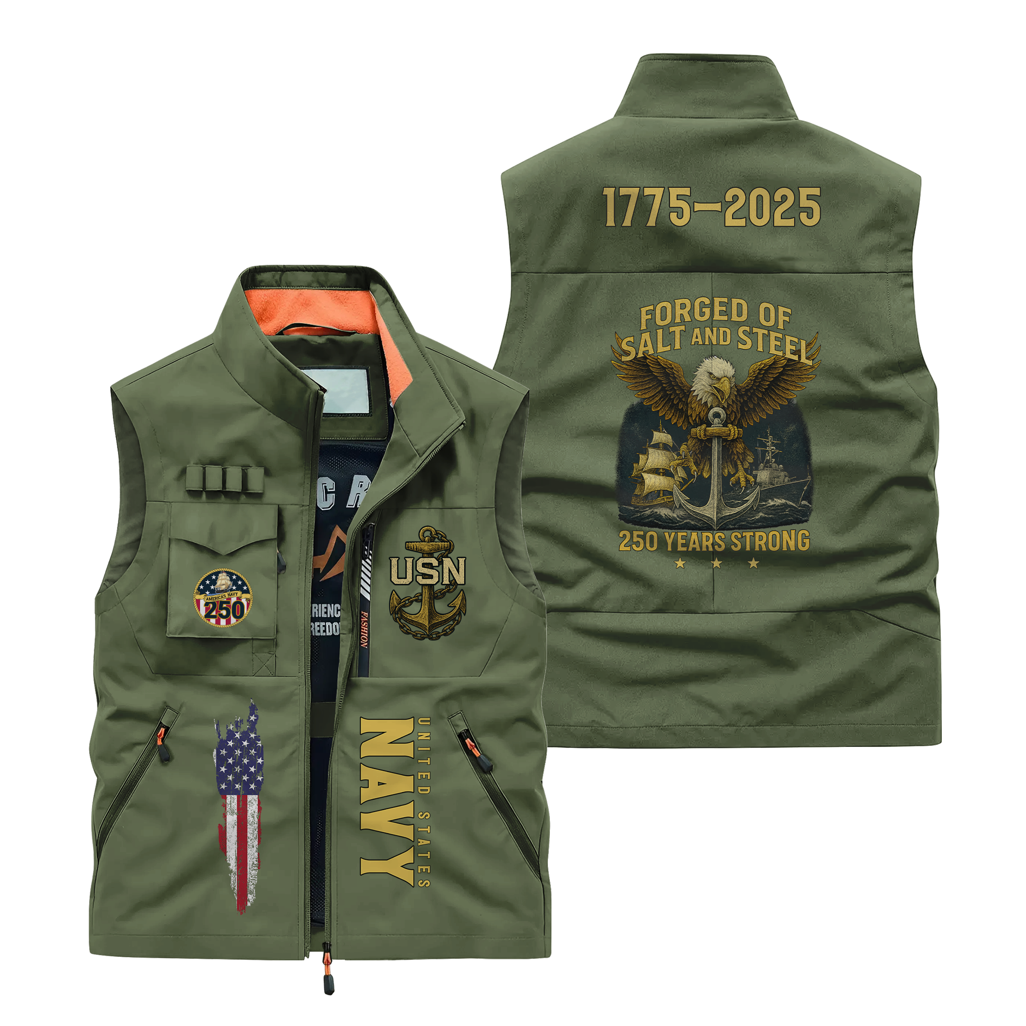 Navy 250th Anniversary Pocket Vest