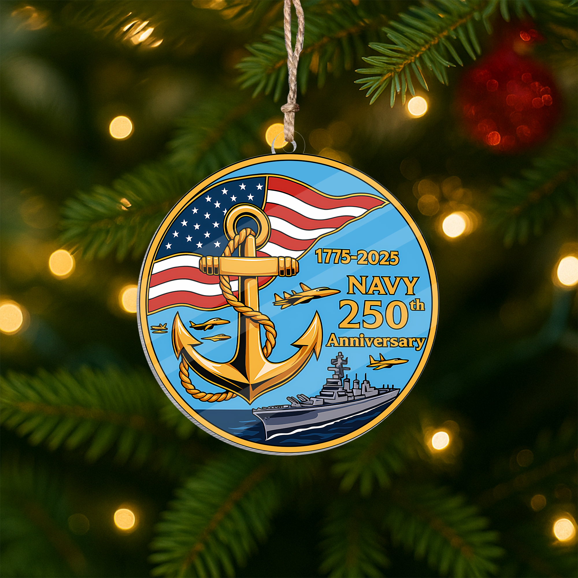 Navy 250th Anniversary Acrylic Ornament