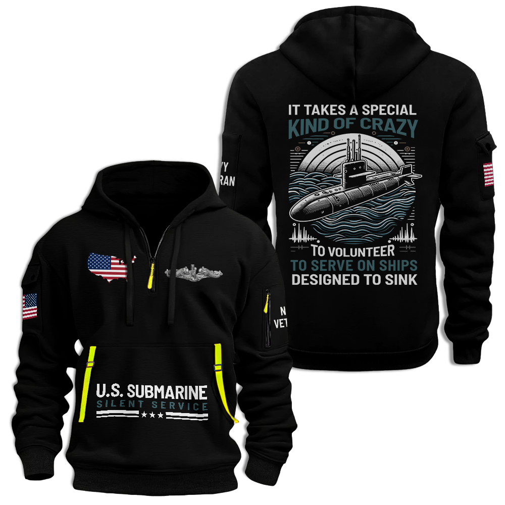 Navy Submarine Quarter Zip Hoodie