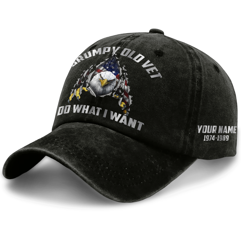 Personalizable Grumpy Old Vet Washed Cap