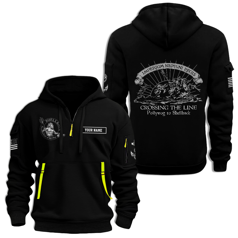 Personalizable Shellback Crossing The Line Quarter Zip Hoodie