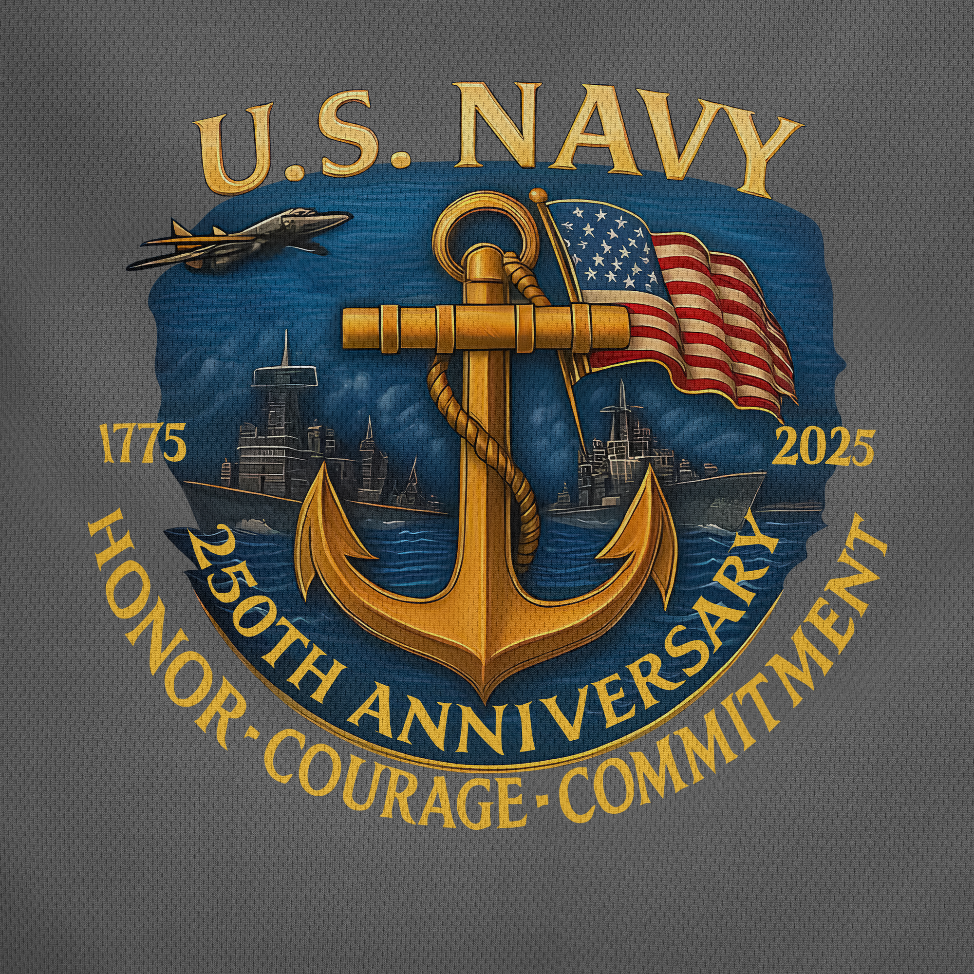 Navy 250th Anniversary Polo Shirt