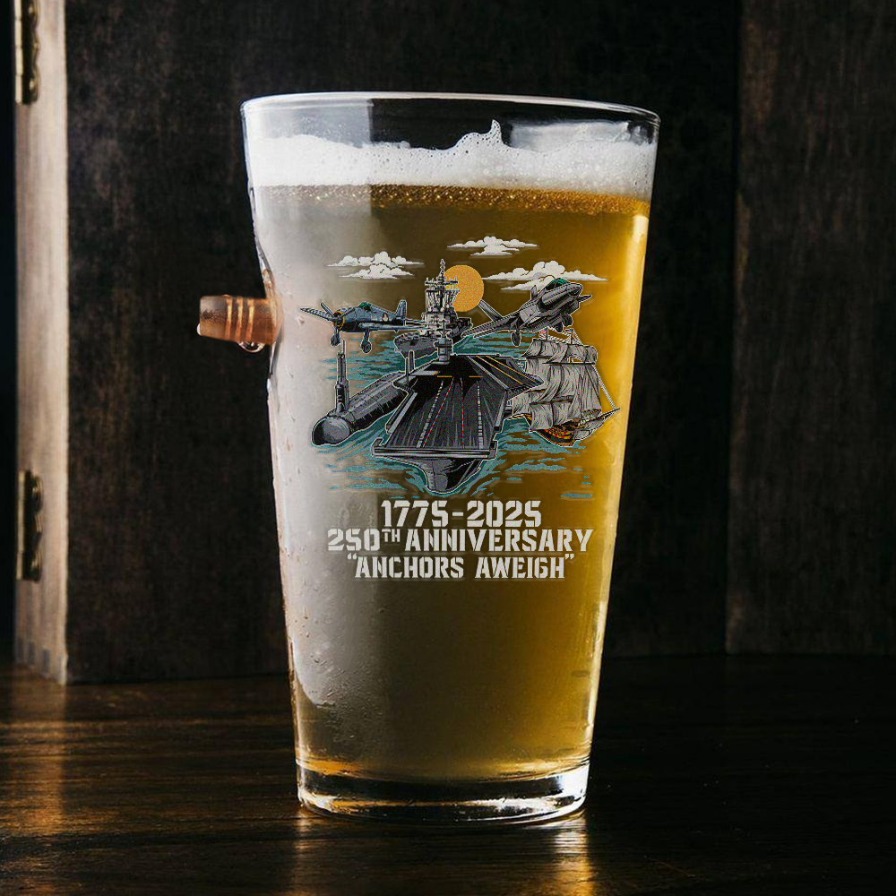 Navy 250th Anniversary Bullet Pint Glass