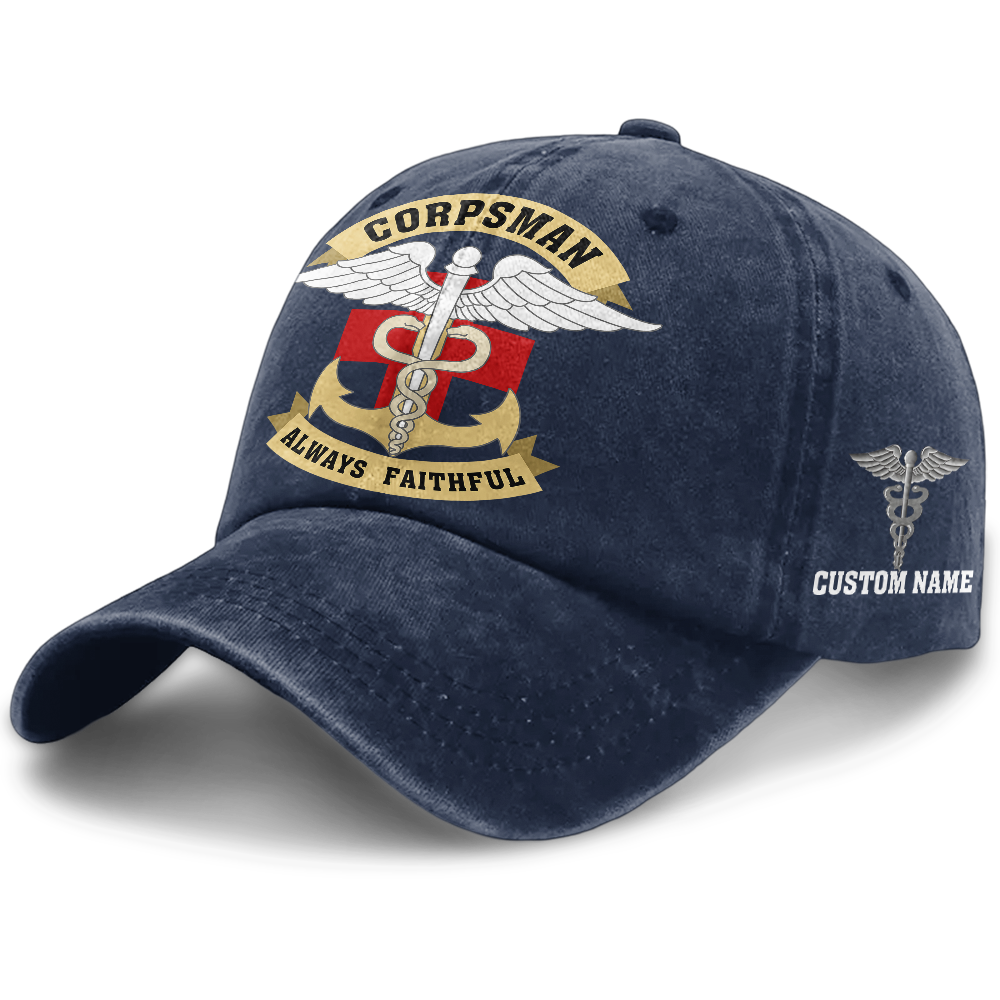 Personalizable Navy Corpsman Washed Cap