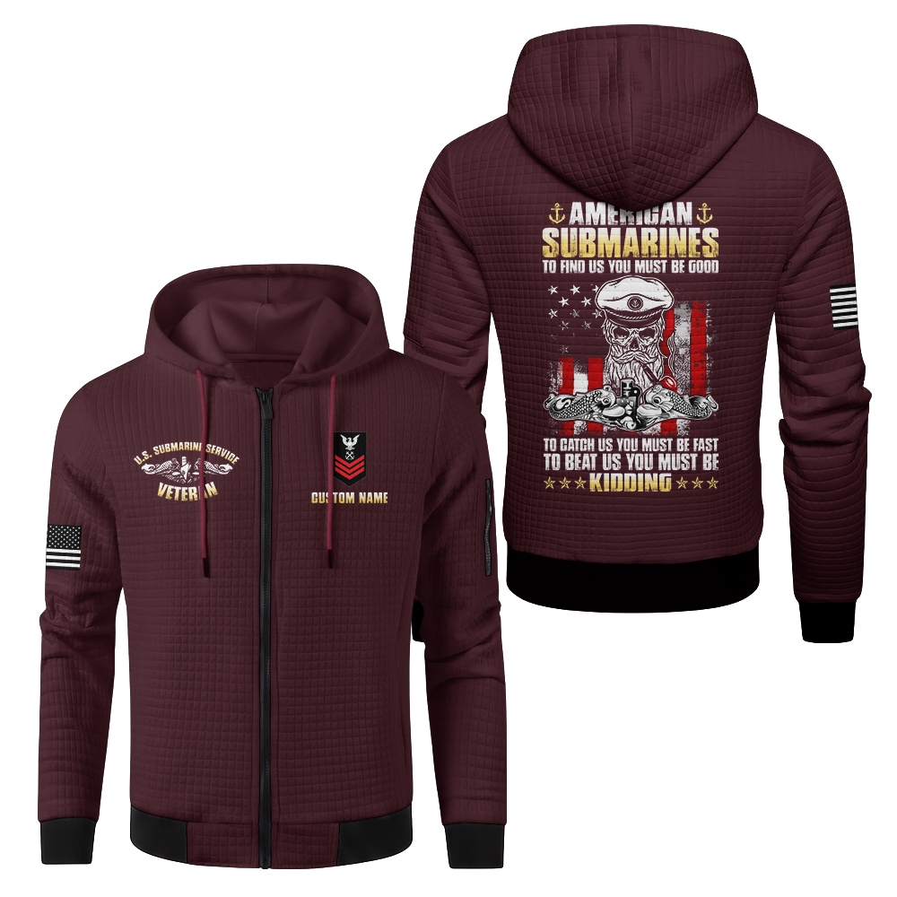 Personalizable Navy Submariner To Find Us You Must Be Good Waffle Hooded Jacket