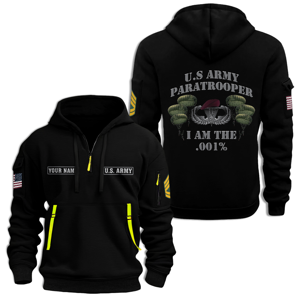 Personalizable Army Paratrooper I Am The .001% Quarter Zip Hoodie
